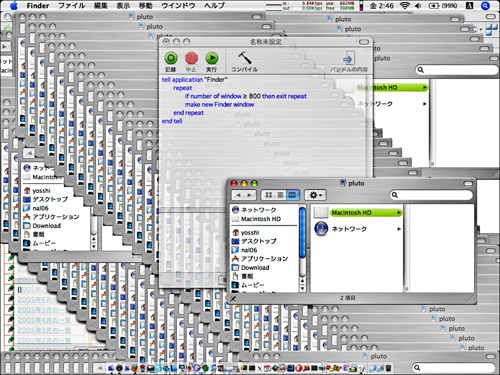 AppleScript - Opening 800 Finder windows