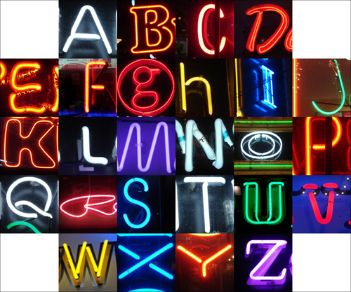 granville neon alphabet